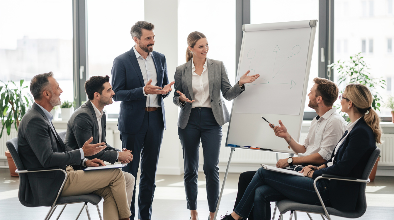 Group of professionals in a workshop style discussion